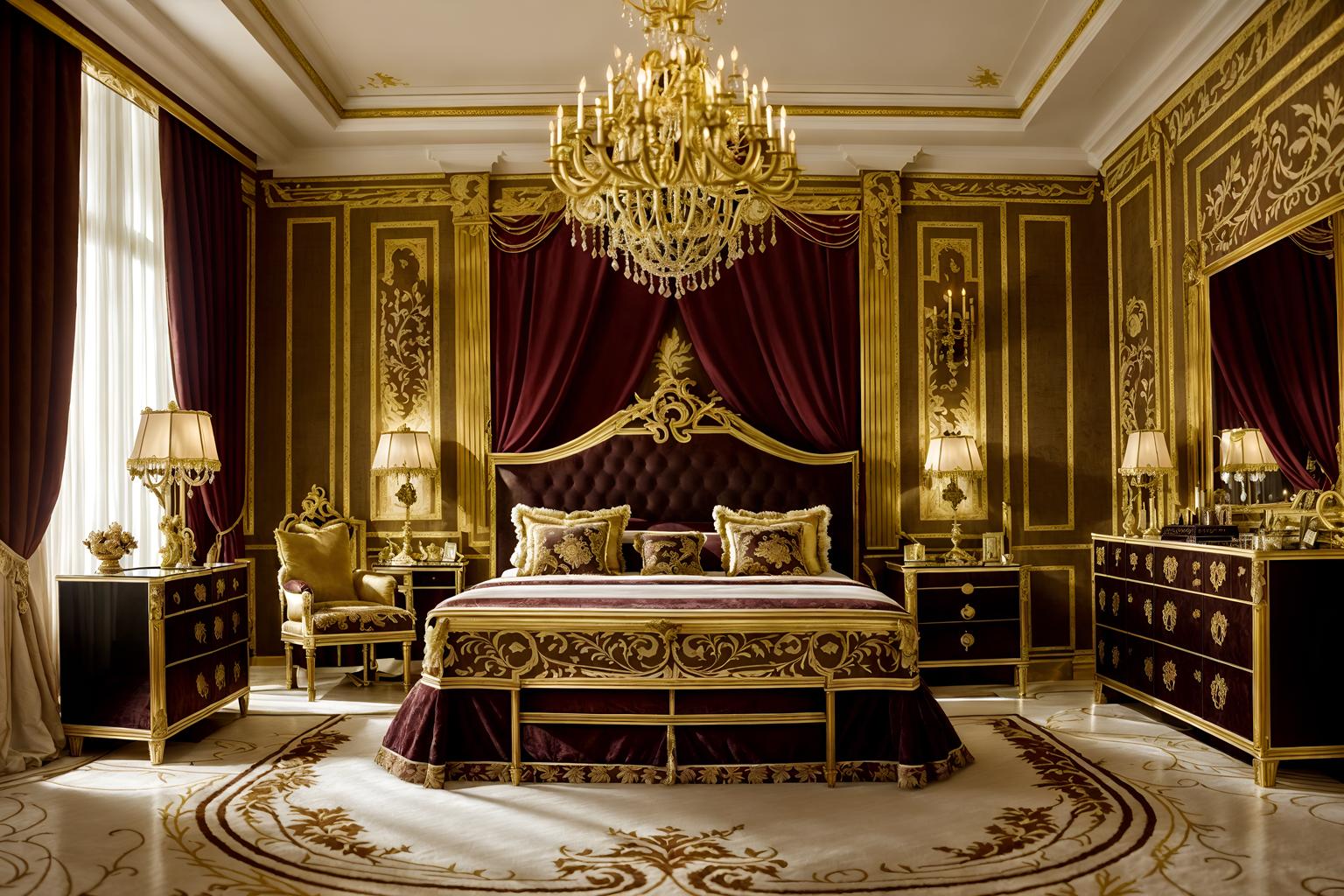 baroque-style (hotel room interior) with night light and hotel bathroom and plant and bedside table or night stand and working desk with desk chair and headboard and mirror and bed. . with grandeur and expensive and plush flooring and luxurious floral and damask fabrics and dynamism and drama and opulent and colossal furniture and emotional exuberance and tension. . cinematic photo, highly detailed, cinematic lighting, ultra-detailed, ultrarealistic, photorealism, 8k. baroque interior design style. masterpiece, cinematic light, ultrarealistic+, photorealistic+, 8k, raw photo, realistic, sharp focus on eyes, (symmetrical eyes), (intact eyes), hyperrealistic, highest quality, best quality, , highly detailed, masterpiece, best quality, extremely detailed 8k wallpaper, masterpiece, best quality, ultra-detailed, best shadow, detailed background, detailed face, detailed eyes, high contrast, best illumination, detailed face, dulux, caustic, dynamic angle, detailed glow. dramatic lighting. highly detailed, insanely detailed hair, symmetrical, intricate details, professionally retouched, 8k high definition. strong bokeh. award winning photo.