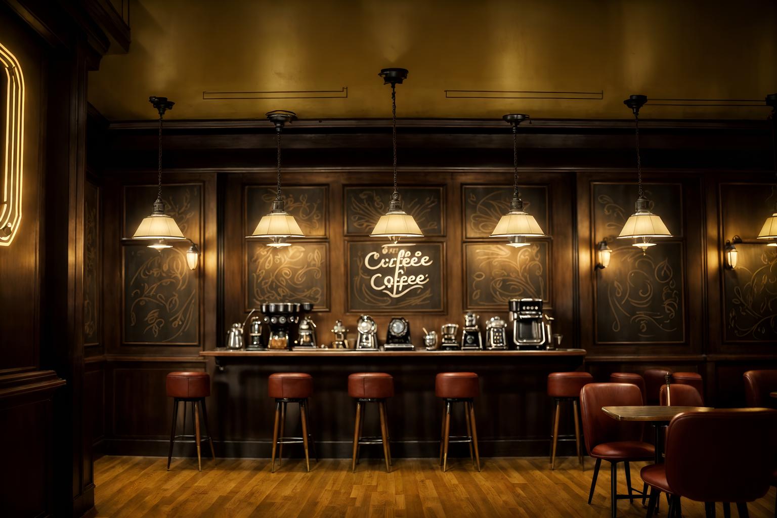 retro-style (coffee shop interior) . . cinematic photo, highly detailed, cinematic lighting, ultra-detailed, ultrarealistic, photorealism, 8k. retro interior design style. masterpiece, cinematic light, ultrarealistic+, photorealistic+, 8k, raw photo, realistic, sharp focus on eyes, (symmetrical eyes), (intact eyes), hyperrealistic, highest quality, best quality, , highly detailed, masterpiece, best quality, extremely detailed 8k wallpaper, masterpiece, best quality, ultra-detailed, best shadow, detailed background, detailed face, detailed eyes, high contrast, best illumination, detailed face, dulux, caustic, dynamic angle, detailed glow. dramatic lighting. highly detailed, insanely detailed hair, symmetrical, intricate details, professionally retouched, 8k high definition. strong bokeh. award winning photo.