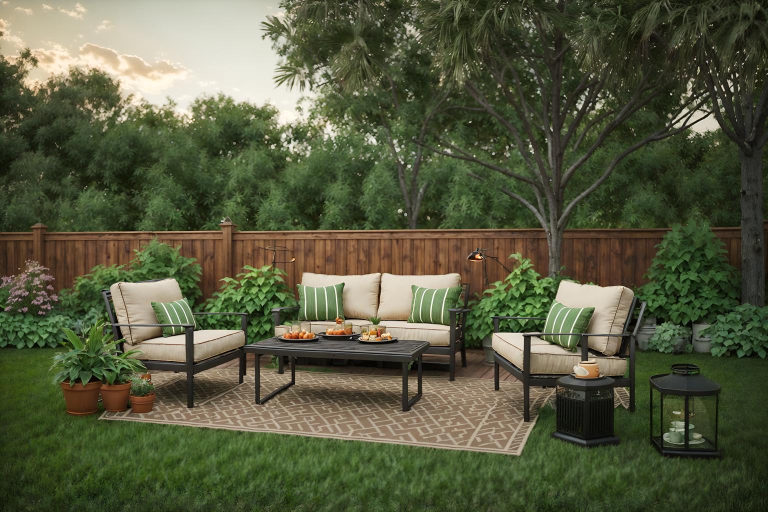 retro-style designed (outdoor patio ) with plant and deck with deck chairs and barbeque or grill and patio couch with pillows and grass and plant. . . cinematic photo, highly detailed, cinematic lighting, ultra-detailed, ultrarealistic, photorealism, 8k. retro design style. masterpiece, cinematic light, ultrarealistic+, photorealistic+, 8k, raw photo, realistic, sharp focus on eyes, (symmetrical eyes), (intact eyes), hyperrealistic, highest quality, best quality, , highly detailed, masterpiece, best quality, extremely detailed 8k wallpaper, masterpiece, best quality, ultra-detailed, best shadow, detailed background, detailed face, detailed eyes, high contrast, best illumination, detailed face, dulux, caustic, dynamic angle, detailed glow. dramatic lighting. highly detailed, insanely detailed hair, symmetrical, intricate details, professionally retouched, 8k high definition. strong bokeh. award winning photo.