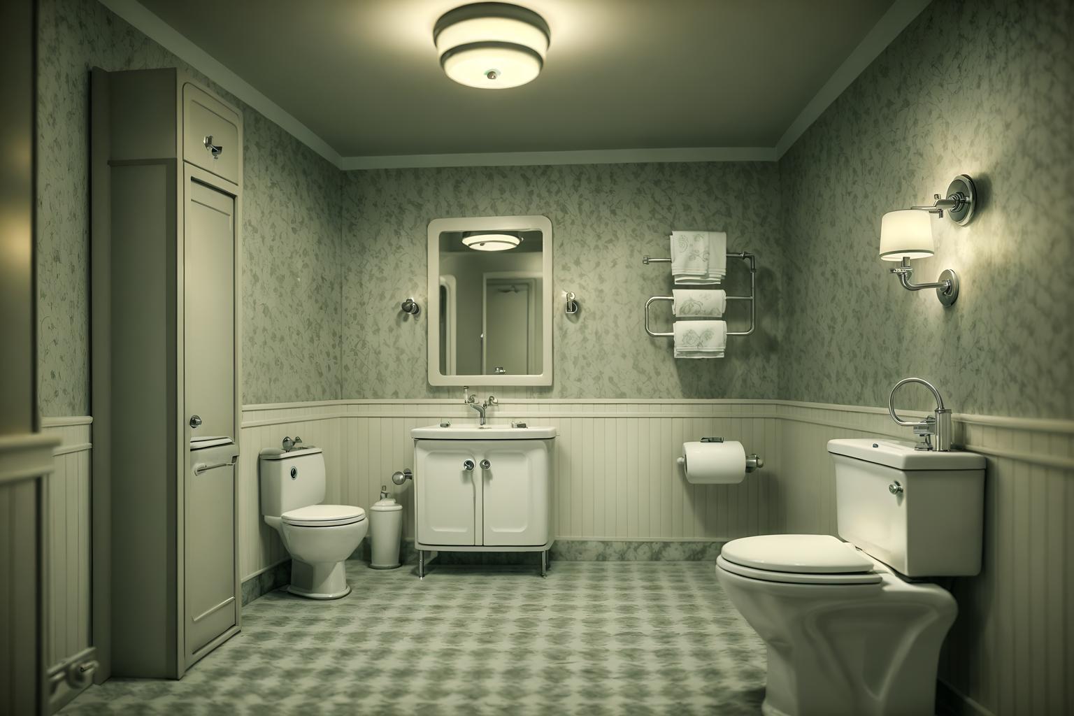 retro-style (toilet interior) with sink with tap and toilet with toilet seat up and toilet paper hanger and sink with tap. . . cinematic photo, highly detailed, cinematic lighting, ultra-detailed, ultrarealistic, photorealism, 8k. retro interior design style. masterpiece, cinematic light, ultrarealistic+, photorealistic+, 8k, raw photo, realistic, sharp focus on eyes, (symmetrical eyes), (intact eyes), hyperrealistic, highest quality, best quality, , highly detailed, masterpiece, best quality, extremely detailed 8k wallpaper, masterpiece, best quality, ultra-detailed, best shadow, detailed background, detailed face, detailed eyes, high contrast, best illumination, detailed face, dulux, caustic, dynamic angle, detailed glow. dramatic lighting. highly detailed, insanely detailed hair, symmetrical, intricate details, professionally retouched, 8k high definition. strong bokeh. award winning photo.