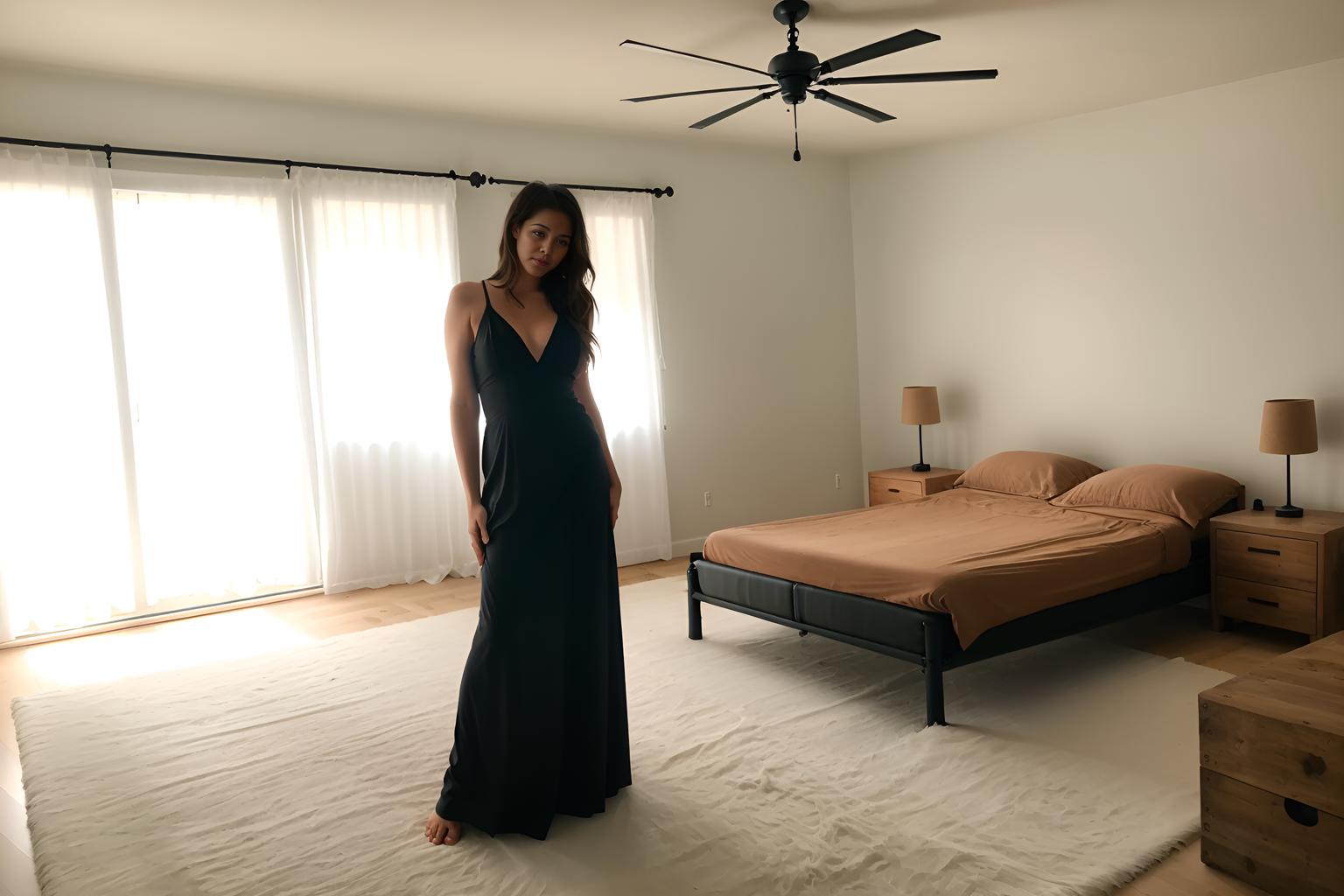 A Beautiful Woman Wearing Long Dress Standing In+ Modern-style Designed  S... - Interior AI