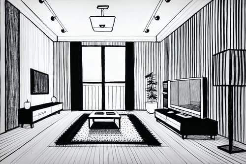 (hand-drawn monochrome black and white sketch line drawing)++ of sketch-style interior designed (living room) apartment interior. a sketch of interior. with . . a sketch of interior. with televisions and plant and occasional tables. trending on artstation. black and white line drawing sketch without colors. masterpiece, cinematic light, ultrarealistic+, photorealistic+, 8k, raw photo, realistic, sharp focus on eyes, (symmetrical eyes), (intact eyes), hyperrealistic, highest quality, best quality, , highly detailed, masterpiece, best quality, extremely detailed 8k wallpaper, masterpiece, best quality, ultra-detailed, best shadow, detailed background, detailed face, detailed eyes, high contrast, best illumination, detailed face, dulux, caustic, dynamic angle, detailed glow. dramatic lighting. highly detailed, insanely detailed hair, symmetrical, intricate details, professionally retouched, 8k high definition. strong bokeh. award winning photo.