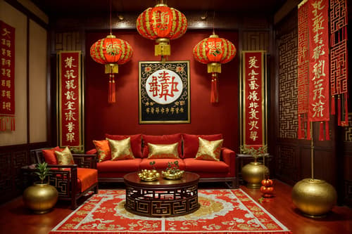 photo from pinterest of chinese new year-style interior designed (clothing store interior) . with fai chun banners and mei hwa flowers and chinese knots and gold ingots and orange trees and money tree and red and gold tassels and zodiac calendar. . cinematic photo, highly detailed, cinematic lighting, ultra-detailed, ultrarealistic, photorealism, 8k. trending on pinterest. chinese new year interior design style. masterpiece, cinematic light, ultrarealistic+, photorealistic+, 8k, raw photo, realistic, sharp focus on eyes, (symmetrical eyes), (intact eyes), hyperrealistic, highest quality, best quality, , highly detailed, masterpiece, best quality, extremely detailed 8k wallpaper, masterpiece, best quality, ultra-detailed, best shadow, detailed background, detailed face, detailed eyes, high contrast, best illumination, detailed face, dulux, caustic, dynamic angle, detailed glow. dramatic lighting. highly detailed, insanely detailed hair, symmetrical, intricate details, professionally retouched, 8k high definition. strong bokeh. award winning photo.