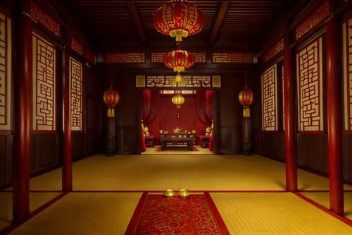 photo from pinterest of chinese new year-style interior designed (onsen interior) . with red and gold tassels and chinese knots and money tree and zodiac calendar and vases of plum blossoms and orchids and door couplets and gold ingots and red and gold candles. . cinematic photo, highly detailed, cinematic lighting, ultra-detailed, ultrarealistic, photorealism, 8k. trending on pinterest. chinese new year interior design style. masterpiece, cinematic light, ultrarealistic+, photorealistic+, 8k, raw photo, realistic, sharp focus on eyes, (symmetrical eyes), (intact eyes), hyperrealistic, highest quality, best quality, , highly detailed, masterpiece, best quality, extremely detailed 8k wallpaper, masterpiece, best quality, ultra-detailed, best shadow, detailed background, detailed face, detailed eyes, high contrast, best illumination, detailed face, dulux, caustic, dynamic angle, detailed glow. dramatic lighting. highly detailed, insanely detailed hair, symmetrical, intricate details, professionally retouched, 8k high definition. strong bokeh. award winning photo.