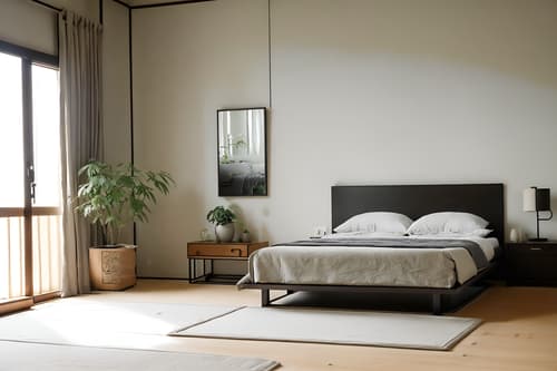photo from pinterest of zen-style interior designed (bedroom interior) with accent chair and dresser closet and bedside table or night stand and bed and plant and storage bench or ottoman and headboard and mirror. . with asian interior and natural light and japanese minimalist interior and japanese minimalist interior and mimimalist and japanese interior and simplicity and calm and neutral colors. . cinematic photo, highly detailed, cinematic lighting, ultra-detailed, ultrarealistic, photorealism, 8k. trending on pinterest. zen interior design style. masterpiece, cinematic light, ultrarealistic+, photorealistic+, 8k, raw photo, realistic, sharp focus on eyes, (symmetrical eyes), (intact eyes), hyperrealistic, highest quality, best quality, , highly detailed, masterpiece, best quality, extremely detailed 8k wallpaper, masterpiece, best quality, ultra-detailed, best shadow, detailed background, detailed face, detailed eyes, high contrast, best illumination, detailed face, dulux, caustic, dynamic angle, detailed glow. dramatic lighting. highly detailed, insanely detailed hair, symmetrical, intricate details, professionally retouched, 8k high definition. strong bokeh. award winning photo.