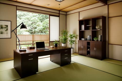 photo from pinterest of zen-style interior designed (home office interior) with desk lamp and cabinets and office chair and computer desk and plant and desk lamp. . with japanese minimalist interior and asian zen interior and simplicity and serenity and harmony and japanese minimalist interior and natural light and japanese minimalist interior and asian zen interior. . cinematic photo, highly detailed, cinematic lighting, ultra-detailed, ultrarealistic, photorealism, 8k. trending on pinterest. zen interior design style. masterpiece, cinematic light, ultrarealistic+, photorealistic+, 8k, raw photo, realistic, sharp focus on eyes, (symmetrical eyes), (intact eyes), hyperrealistic, highest quality, best quality, , highly detailed, masterpiece, best quality, extremely detailed 8k wallpaper, masterpiece, best quality, ultra-detailed, best shadow, detailed background, detailed face, detailed eyes, high contrast, best illumination, detailed face, dulux, caustic, dynamic angle, detailed glow. dramatic lighting. highly detailed, insanely detailed hair, symmetrical, intricate details, professionally retouched, 8k high definition. strong bokeh. award winning photo.