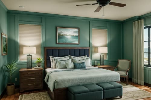 photo from pinterest of coastal-style interior designed (hotel room interior) with working desk with desk chair and plant and storage bench or ottoman and mirror and headboard and accent chair and night light and bedside table or night stand. . with . . cinematic photo, highly detailed, cinematic lighting, ultra-detailed, ultrarealistic, photorealism, 8k. trending on pinterest. coastal interior design style. masterpiece, cinematic light, ultrarealistic+, photorealistic+, 8k, raw photo, realistic, sharp focus on eyes, (symmetrical eyes), (intact eyes), hyperrealistic, highest quality, best quality, , highly detailed, masterpiece, best quality, extremely detailed 8k wallpaper, masterpiece, best quality, ultra-detailed, best shadow, detailed background, detailed face, detailed eyes, high contrast, best illumination, detailed face, dulux, caustic, dynamic angle, detailed glow. dramatic lighting. highly detailed, insanely detailed hair, symmetrical, intricate details, professionally retouched, 8k high definition. strong bokeh. award winning photo.