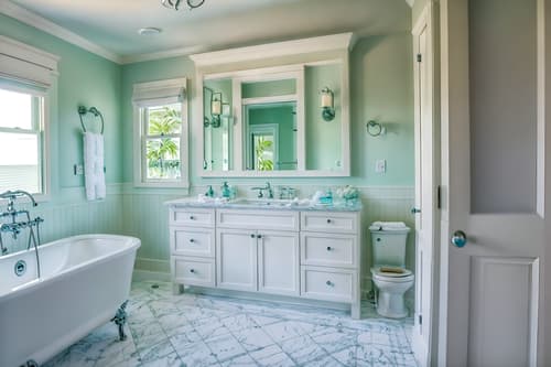 photo from pinterest of coastal-style interior designed (bathroom interior) with shower and bath towel and bathroom sink with faucet and bathtub and bathroom cabinet and toilet seat and bath rail and mirror. . with . . cinematic photo, highly detailed, cinematic lighting, ultra-detailed, ultrarealistic, photorealism, 8k. trending on pinterest. coastal interior design style. masterpiece, cinematic light, ultrarealistic+, photorealistic+, 8k, raw photo, realistic, sharp focus on eyes, (symmetrical eyes), (intact eyes), hyperrealistic, highest quality, best quality, , highly detailed, masterpiece, best quality, extremely detailed 8k wallpaper, masterpiece, best quality, ultra-detailed, best shadow, detailed background, detailed face, detailed eyes, high contrast, best illumination, detailed face, dulux, caustic, dynamic angle, detailed glow. dramatic lighting. highly detailed, insanely detailed hair, symmetrical, intricate details, professionally retouched, 8k high definition. strong bokeh. award winning photo.