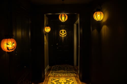 photo from pinterest of halloween-style interior designed (walk in closet interior) . with yellow black balloons and lanterns and glowing pumpkins and spiderwebs and lanterns and cobwebs and cobwebs and human skulls. . cinematic photo, highly detailed, cinematic lighting, ultra-detailed, ultrarealistic, photorealism, 8k. trending on pinterest. halloween interior design style. masterpiece, cinematic light, ultrarealistic+, photorealistic+, 8k, raw photo, realistic, sharp focus on eyes, (symmetrical eyes), (intact eyes), hyperrealistic, highest quality, best quality, , highly detailed, masterpiece, best quality, extremely detailed 8k wallpaper, masterpiece, best quality, ultra-detailed, best shadow, detailed background, detailed face, detailed eyes, high contrast, best illumination, detailed face, dulux, caustic, dynamic angle, detailed glow. dramatic lighting. highly detailed, insanely detailed hair, symmetrical, intricate details, professionally retouched, 8k high definition. strong bokeh. award winning photo.