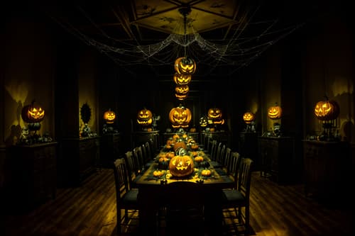 photo from pinterest of halloween-style interior designed (clothing store interior) . with cobwebs and spiderwebs and cobwebs and glowing pumpkins and human skulls and lanterns and yellow black balloons and lanterns. . cinematic photo, highly detailed, cinematic lighting, ultra-detailed, ultrarealistic, photorealism, 8k. trending on pinterest. halloween interior design style. masterpiece, cinematic light, ultrarealistic+, photorealistic+, 8k, raw photo, realistic, sharp focus on eyes, (symmetrical eyes), (intact eyes), hyperrealistic, highest quality, best quality, , highly detailed, masterpiece, best quality, extremely detailed 8k wallpaper, masterpiece, best quality, ultra-detailed, best shadow, detailed background, detailed face, detailed eyes, high contrast, best illumination, detailed face, dulux, caustic, dynamic angle, detailed glow. dramatic lighting. highly detailed, insanely detailed hair, symmetrical, intricate details, professionally retouched, 8k high definition. strong bokeh. award winning photo.