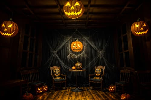 photo from pinterest of halloween-style interior designed (coffee shop interior) . with glowing pumpkins and spiderwebs and human skulls and lanterns and skeletons sitting and standing and yellow black balloons and cobwebs and cobwebs. . cinematic photo, highly detailed, cinematic lighting, ultra-detailed, ultrarealistic, photorealism, 8k. trending on pinterest. halloween interior design style. masterpiece, cinematic light, ultrarealistic+, photorealistic+, 8k, raw photo, realistic, sharp focus on eyes, (symmetrical eyes), (intact eyes), hyperrealistic, highest quality, best quality, , highly detailed, masterpiece, best quality, extremely detailed 8k wallpaper, masterpiece, best quality, ultra-detailed, best shadow, detailed background, detailed face, detailed eyes, high contrast, best illumination, detailed face, dulux, caustic, dynamic angle, detailed glow. dramatic lighting. highly detailed, insanely detailed hair, symmetrical, intricate details, professionally retouched, 8k high definition. strong bokeh. award winning photo.