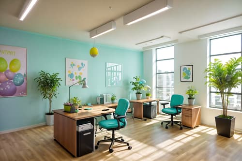 photo from pinterest of easter-style interior designed (office interior) with plants and computer desks and office chairs and office desks and lounge chairs and cabinets and desk lamps and windows. . with colorful easter eggs and light blue colors and spring decorations and easter decorations and flowers on table and colorful easter eggs. . cinematic photo, highly detailed, cinematic lighting, ultra-detailed, ultrarealistic, photorealism, 8k. trending on pinterest. easter interior design style. masterpiece, cinematic light, ultrarealistic+, photorealistic+, 8k, raw photo, realistic, sharp focus on eyes, (symmetrical eyes), (intact eyes), hyperrealistic, highest quality, best quality, , highly detailed, masterpiece, best quality, extremely detailed 8k wallpaper, masterpiece, best quality, ultra-detailed, best shadow, detailed background, detailed face, detailed eyes, high contrast, best illumination, detailed face, dulux, caustic, dynamic angle, detailed glow. dramatic lighting. highly detailed, insanely detailed hair, symmetrical, intricate details, professionally retouched, 8k high definition. strong bokeh. award winning photo.