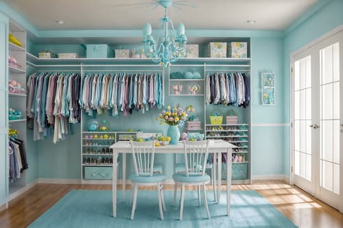 photo from pinterest of easter-style interior designed (walk in closet interior) . with light blue colors and easter decorations and colorful easter eggs and spring decorations and flowers on table and light blue colors. . cinematic photo, highly detailed, cinematic lighting, ultra-detailed, ultrarealistic, photorealism, 8k. trending on pinterest. easter interior design style. masterpiece, cinematic light, ultrarealistic+, photorealistic+, 8k, raw photo, realistic, sharp focus on eyes, (symmetrical eyes), (intact eyes), hyperrealistic, highest quality, best quality, , highly detailed, masterpiece, best quality, extremely detailed 8k wallpaper, masterpiece, best quality, ultra-detailed, best shadow, detailed background, detailed face, detailed eyes, high contrast, best illumination, detailed face, dulux, caustic, dynamic angle, detailed glow. dramatic lighting. highly detailed, insanely detailed hair, symmetrical, intricate details, professionally retouched, 8k high definition. strong bokeh. award winning photo.