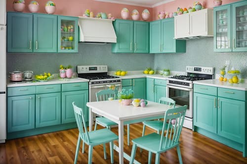 photo from pinterest of easter-style interior designed (kitchen living combo interior) with refrigerator and furniture and occasional tables and kitchen cabinets and plant and sink and plant and sofa. . with easter decorations and spring decorations and flowers on table and colorful easter eggs and light blue colors and easter decorations. . cinematic photo, highly detailed, cinematic lighting, ultra-detailed, ultrarealistic, photorealism, 8k. trending on pinterest. easter interior design style. masterpiece, cinematic light, ultrarealistic+, photorealistic+, 8k, raw photo, realistic, sharp focus on eyes, (symmetrical eyes), (intact eyes), hyperrealistic, highest quality, best quality, , highly detailed, masterpiece, best quality, extremely detailed 8k wallpaper, masterpiece, best quality, ultra-detailed, best shadow, detailed background, detailed face, detailed eyes, high contrast, best illumination, detailed face, dulux, caustic, dynamic angle, detailed glow. dramatic lighting. highly detailed, insanely detailed hair, symmetrical, intricate details, professionally retouched, 8k high definition. strong bokeh. award winning photo.