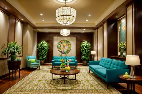 photo from pinterest of easter-style interior designed (hotel lobby interior) with sofas and coffee tables and plant and furniture and rug and hanging lamps and lounge chairs and check in desk. . with colorful easter eggs and spring decorations and light blue colors and easter decorations and flowers on table and colorful easter eggs. . cinematic photo, highly detailed, cinematic lighting, ultra-detailed, ultrarealistic, photorealism, 8k. trending on pinterest. easter interior design style. masterpiece, cinematic light, ultrarealistic+, photorealistic+, 8k, raw photo, realistic, sharp focus on eyes, (symmetrical eyes), (intact eyes), hyperrealistic, highest quality, best quality, , highly detailed, masterpiece, best quality, extremely detailed 8k wallpaper, masterpiece, best quality, ultra-detailed, best shadow, detailed background, detailed face, detailed eyes, high contrast, best illumination, detailed face, dulux, caustic, dynamic angle, detailed glow. dramatic lighting. highly detailed, insanely detailed hair, symmetrical, intricate details, professionally retouched, 8k high definition. strong bokeh. award winning photo.
