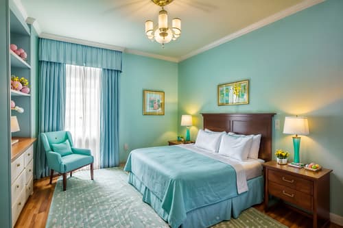photo from pinterest of easter-style interior designed (hotel room interior) with hotel bathroom and dresser closet and bedside table or night stand and headboard and storage bench or ottoman and night light and working desk with desk chair and plant. . with easter decorations and light blue colors and colorful easter eggs and flowers on table and spring decorations and easter decorations. . cinematic photo, highly detailed, cinematic lighting, ultra-detailed, ultrarealistic, photorealism, 8k. trending on pinterest. easter interior design style. masterpiece, cinematic light, ultrarealistic+, photorealistic+, 8k, raw photo, realistic, sharp focus on eyes, (symmetrical eyes), (intact eyes), hyperrealistic, highest quality, best quality, , highly detailed, masterpiece, best quality, extremely detailed 8k wallpaper, masterpiece, best quality, ultra-detailed, best shadow, detailed background, detailed face, detailed eyes, high contrast, best illumination, detailed face, dulux, caustic, dynamic angle, detailed glow. dramatic lighting. highly detailed, insanely detailed hair, symmetrical, intricate details, professionally retouched, 8k high definition. strong bokeh. award winning photo.