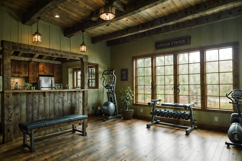 photo from pinterest of cottagecore-style interior designed (fitness gym interior) with bench press and squat rack and dumbbell stand and crosstrainer and exercise bicycle and bench press. . with rustic and organic and cottage style and traditional and country style and earthy and muted colors and floral patterns. . cinematic photo, highly detailed, cinematic lighting, ultra-detailed, ultrarealistic, photorealism, 8k. trending on pinterest. cottagecore interior design style. masterpiece, cinematic light, ultrarealistic+, photorealistic+, 8k, raw photo, realistic, sharp focus on eyes, (symmetrical eyes), (intact eyes), hyperrealistic, highest quality, best quality, , highly detailed, masterpiece, best quality, extremely detailed 8k wallpaper, masterpiece, best quality, ultra-detailed, best shadow, detailed background, detailed face, detailed eyes, high contrast, best illumination, detailed face, dulux, caustic, dynamic angle, detailed glow. dramatic lighting. highly detailed, insanely detailed hair, symmetrical, intricate details, professionally retouched, 8k high definition. strong bokeh. award winning photo.