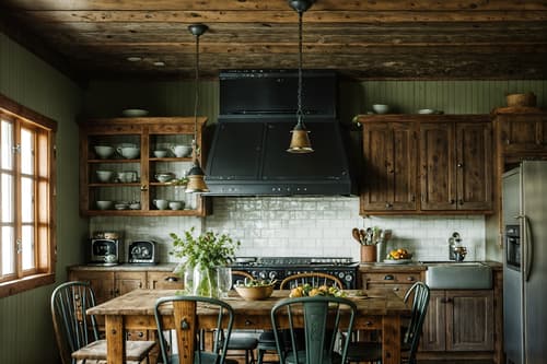 photo from pinterest of cottagecore-style interior designed (kitchen living combo interior) with chairs and furniture and occasional tables and kitchen cabinets and stove and bookshelves and rug and plant. . with rustic and organic and cottage style and natural and country style and floral patterns and earthy and traditional. . cinematic photo, highly detailed, cinematic lighting, ultra-detailed, ultrarealistic, photorealism, 8k. trending on pinterest. cottagecore interior design style. masterpiece, cinematic light, ultrarealistic+, photorealistic+, 8k, raw photo, realistic, sharp focus on eyes, (symmetrical eyes), (intact eyes), hyperrealistic, highest quality, best quality, , highly detailed, masterpiece, best quality, extremely detailed 8k wallpaper, masterpiece, best quality, ultra-detailed, best shadow, detailed background, detailed face, detailed eyes, high contrast, best illumination, detailed face, dulux, caustic, dynamic angle, detailed glow. dramatic lighting. highly detailed, insanely detailed hair, symmetrical, intricate details, professionally retouched, 8k high definition. strong bokeh. award winning photo.
