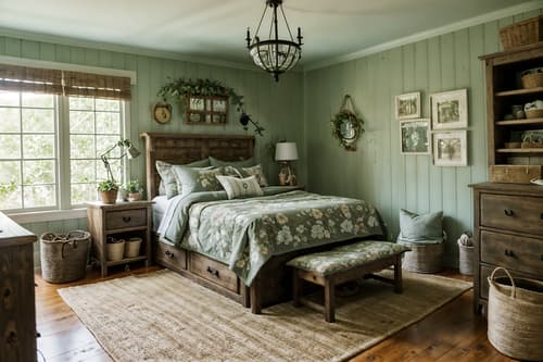 photo from pinterest of cottagecore-style interior designed (kids room interior) with plant and dresser closet and bedside table or night stand and night light and bed and accent chair and mirror and storage bench or ottoman. . with muted colors and natural and floral patterns and organic and rustic and earthy and country style and traditional. . cinematic photo, highly detailed, cinematic lighting, ultra-detailed, ultrarealistic, photorealism, 8k. trending on pinterest. cottagecore interior design style. masterpiece, cinematic light, ultrarealistic+, photorealistic+, 8k, raw photo, realistic, sharp focus on eyes, (symmetrical eyes), (intact eyes), hyperrealistic, highest quality, best quality, , highly detailed, masterpiece, best quality, extremely detailed 8k wallpaper, masterpiece, best quality, ultra-detailed, best shadow, detailed background, detailed face, detailed eyes, high contrast, best illumination, detailed face, dulux, caustic, dynamic angle, detailed glow. dramatic lighting. highly detailed, insanely detailed hair, symmetrical, intricate details, professionally retouched, 8k high definition. strong bokeh. award winning photo.