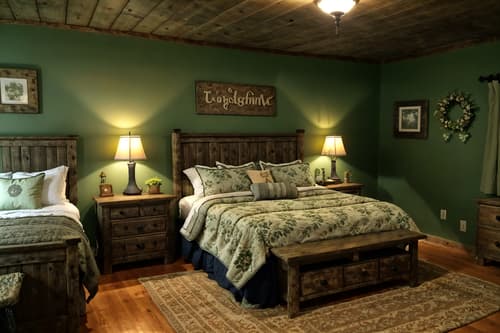 photo from pinterest of cottagecore-style interior designed (bedroom interior) with bedside table or night stand and dresser closet and night light and headboard and plant and mirror and bed and storage bench or ottoman. . with earthy and organic and natural and country style and cottage style and rustic and floral patterns and traditional. . cinematic photo, highly detailed, cinematic lighting, ultra-detailed, ultrarealistic, photorealism, 8k. trending on pinterest. cottagecore interior design style. masterpiece, cinematic light, ultrarealistic+, photorealistic+, 8k, raw photo, realistic, sharp focus on eyes, (symmetrical eyes), (intact eyes), hyperrealistic, highest quality, best quality, , highly detailed, masterpiece, best quality, extremely detailed 8k wallpaper, masterpiece, best quality, ultra-detailed, best shadow, detailed background, detailed face, detailed eyes, high contrast, best illumination, detailed face, dulux, caustic, dynamic angle, detailed glow. dramatic lighting. highly detailed, insanely detailed hair, symmetrical, intricate details, professionally retouched, 8k high definition. strong bokeh. award winning photo.