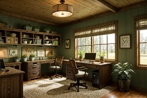 photo from pinterest of cottagecore-style interior designed (office interior) with computer desks and seating area with sofa and desk lamps and office desks and plants and windows and cabinets and lounge chairs. . with cottage style and floral patterns and organic and country style and traditional and earthy and muted colors and natural. . cinematic photo, highly detailed, cinematic lighting, ultra-detailed, ultrarealistic, photorealism, 8k. trending on pinterest. cottagecore interior design style. masterpiece, cinematic light, ultrarealistic+, photorealistic+, 8k, raw photo, realistic, sharp focus on eyes, (symmetrical eyes), (intact eyes), hyperrealistic, highest quality, best quality, , highly detailed, masterpiece, best quality, extremely detailed 8k wallpaper, masterpiece, best quality, ultra-detailed, best shadow, detailed background, detailed face, detailed eyes, high contrast, best illumination, detailed face, dulux, caustic, dynamic angle, detailed glow. dramatic lighting. highly detailed, insanely detailed hair, symmetrical, intricate details, professionally retouched, 8k high definition. strong bokeh. award winning photo.