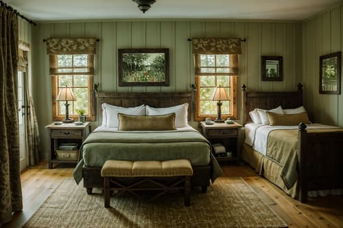 photo from pinterest of cottagecore-style interior designed (hotel room interior) with bed and mirror and night light and hotel bathroom and plant and storage bench or ottoman and bedside table or night stand and accent chair. . with earthy and natural and country style and rustic and traditional and cottage style and muted colors and organic. . cinematic photo, highly detailed, cinematic lighting, ultra-detailed, ultrarealistic, photorealism, 8k. trending on pinterest. cottagecore interior design style. masterpiece, cinematic light, ultrarealistic+, photorealistic+, 8k, raw photo, realistic, sharp focus on eyes, (symmetrical eyes), (intact eyes), hyperrealistic, highest quality, best quality, , highly detailed, masterpiece, best quality, extremely detailed 8k wallpaper, masterpiece, best quality, ultra-detailed, best shadow, detailed background, detailed face, detailed eyes, high contrast, best illumination, detailed face, dulux, caustic, dynamic angle, detailed glow. dramatic lighting. highly detailed, insanely detailed hair, symmetrical, intricate details, professionally retouched, 8k high definition. strong bokeh. award winning photo.
