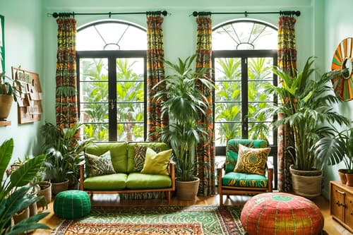 photo from pinterest of bohemian-style interior designed (office interior) with seating area with sofa and lounge chairs and cabinets and office desks and windows and computer desks and office chairs and plants. . with carefree layers of pattern, texture, and color and lush green nature and travel trinkets and bold patterns and playful colors and animal hides and natural materials and playful patterns. . cinematic photo, highly detailed, cinematic lighting, ultra-detailed, ultrarealistic, photorealism, 8k. trending on pinterest. bohemian interior design style. masterpiece, cinematic light, ultrarealistic+, photorealistic+, 8k, raw photo, realistic, sharp focus on eyes, (symmetrical eyes), (intact eyes), hyperrealistic, highest quality, best quality, , highly detailed, masterpiece, best quality, extremely detailed 8k wallpaper, masterpiece, best quality, ultra-detailed, best shadow, detailed background, detailed face, detailed eyes, high contrast, best illumination, detailed face, dulux, caustic, dynamic angle, detailed glow. dramatic lighting. highly detailed, insanely detailed hair, symmetrical, intricate details, professionally retouched, 8k high definition. strong bokeh. award winning photo.