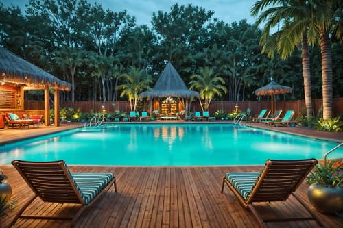 photo from pinterest of bohemian-style designed (outdoor pool area ) with pool lounge chairs and pool lights and pool and pool lounge chairs. . with mixed patterns and a lack of structure and travel trinkets and metals and playful colors and playful textures and woods and animal hides. . cinematic photo, highly detailed, cinematic lighting, ultra-detailed, ultrarealistic, photorealism, 8k. trending on pinterest. bohemian design style. masterpiece, cinematic light, ultrarealistic+, photorealistic+, 8k, raw photo, realistic, sharp focus on eyes, (symmetrical eyes), (intact eyes), hyperrealistic, highest quality, best quality, , highly detailed, masterpiece, best quality, extremely detailed 8k wallpaper, masterpiece, best quality, ultra-detailed, best shadow, detailed background, detailed face, detailed eyes, high contrast, best illumination, detailed face, dulux, caustic, dynamic angle, detailed glow. dramatic lighting. highly detailed, insanely detailed hair, symmetrical, intricate details, professionally retouched, 8k high definition. strong bokeh. award winning photo.