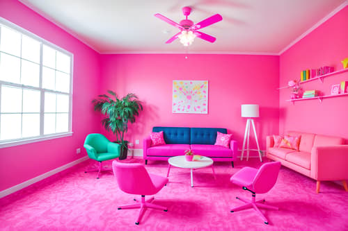 photo from pinterest of hot pink-style interior designed (coworking space interior) with office chairs and lounge chairs and office desks and seating area with sofa and office chairs. . with barbie sofa and barbie plastic interior and barbie chairs and barbie bold rosy hues like fuchsia and magenta and barbie closet and hot pink barbie colors and barbie glitter and sparkle and hot pink barbie walls. . cinematic photo, highly detailed, cinematic lighting, ultra-detailed, ultrarealistic, photorealism, 8k. trending on pinterest. hot pink interior design style. masterpiece, cinematic light, ultrarealistic+, photorealistic+, 8k, raw photo, realistic, sharp focus on eyes, (symmetrical eyes), (intact eyes), hyperrealistic, highest quality, best quality, , highly detailed, masterpiece, best quality, extremely detailed 8k wallpaper, masterpiece, best quality, ultra-detailed, best shadow, detailed background, detailed face, detailed eyes, high contrast, best illumination, detailed face, dulux, caustic, dynamic angle, detailed glow. dramatic lighting. highly detailed, insanely detailed hair, symmetrical, intricate details, professionally retouched, 8k high definition. strong bokeh. award winning photo.