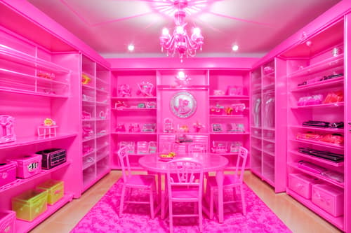 photo from pinterest of hot pink-style interior designed (clothing store interior) . with barbie closet and barbie plastic interior and barbie sofa and barbie chairs and hot pink barbie walls and barbie style interior and barbie bold rosy hues like fuchsia and magenta and barbie glitter and sparkle. . cinematic photo, highly detailed, cinematic lighting, ultra-detailed, ultrarealistic, photorealism, 8k. trending on pinterest. hot pink interior design style. masterpiece, cinematic light, ultrarealistic+, photorealistic+, 8k, raw photo, realistic, sharp focus on eyes, (symmetrical eyes), (intact eyes), hyperrealistic, highest quality, best quality, , highly detailed, masterpiece, best quality, extremely detailed 8k wallpaper, masterpiece, best quality, ultra-detailed, best shadow, detailed background, detailed face, detailed eyes, high contrast, best illumination, detailed face, dulux, caustic, dynamic angle, detailed glow. dramatic lighting. highly detailed, insanely detailed hair, symmetrical, intricate details, professionally retouched, 8k high definition. strong bokeh. award winning photo.