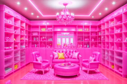 photo from pinterest of hot pink-style interior designed (clothing store interior) . with barbie closet and barbie plastic interior and barbie sofa and barbie chairs and hot pink barbie walls and barbie style interior and barbie bold rosy hues like fuchsia and magenta and barbie glitter and sparkle. . cinematic photo, highly detailed, cinematic lighting, ultra-detailed, ultrarealistic, photorealism, 8k. trending on pinterest. hot pink interior design style. masterpiece, cinematic light, ultrarealistic+, photorealistic+, 8k, raw photo, realistic, sharp focus on eyes, (symmetrical eyes), (intact eyes), hyperrealistic, highest quality, best quality, , highly detailed, masterpiece, best quality, extremely detailed 8k wallpaper, masterpiece, best quality, ultra-detailed, best shadow, detailed background, detailed face, detailed eyes, high contrast, best illumination, detailed face, dulux, caustic, dynamic angle, detailed glow. dramatic lighting. highly detailed, insanely detailed hair, symmetrical, intricate details, professionally retouched, 8k high definition. strong bokeh. award winning photo.