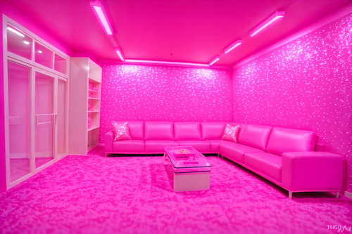 photo from pinterest of hot pink-style interior designed (exhibition space interior) . with hot pink barbie walls and barbie glitter and sparkle and hot pink barbie colors and barbie plastic interior and barbie sofa and barbie closet and barbie style interior and barbie bold rosy hues like fuchsia and magenta. . cinematic photo, highly detailed, cinematic lighting, ultra-detailed, ultrarealistic, photorealism, 8k. trending on pinterest. hot pink interior design style. masterpiece, cinematic light, ultrarealistic+, photorealistic+, 8k, raw photo, realistic, sharp focus on eyes, (symmetrical eyes), (intact eyes), hyperrealistic, highest quality, best quality, , highly detailed, masterpiece, best quality, extremely detailed 8k wallpaper, masterpiece, best quality, ultra-detailed, best shadow, detailed background, detailed face, detailed eyes, high contrast, best illumination, detailed face, dulux, caustic, dynamic angle, detailed glow. dramatic lighting. highly detailed, insanely detailed hair, symmetrical, intricate details, professionally retouched, 8k high definition. strong bokeh. award winning photo.