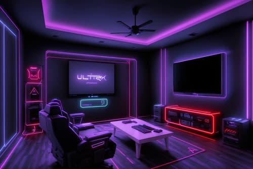 photo from pinterest of gaming room-style interior designed (gaming room interior) . with gaming chair and neon lights and purple and red lights and neon letters on wall and multiple displays and computer desk with computer displays and keyboard and dark walls and at night. . cinematic photo, highly detailed, cinematic lighting, ultra-detailed, ultrarealistic, photorealism, 8k. trending on pinterest. gaming room interior design style. masterpiece, cinematic light, ultrarealistic+, photorealistic+, 8k, raw photo, realistic, sharp focus on eyes, (symmetrical eyes), (intact eyes), hyperrealistic, highest quality, best quality, , highly detailed, masterpiece, best quality, extremely detailed 8k wallpaper, masterpiece, best quality, ultra-detailed, best shadow, detailed background, detailed face, detailed eyes, high contrast, best illumination, detailed face, dulux, caustic, dynamic angle, detailed glow. dramatic lighting. highly detailed, insanely detailed hair, symmetrical, intricate details, professionally retouched, 8k high definition. strong bokeh. award winning photo.