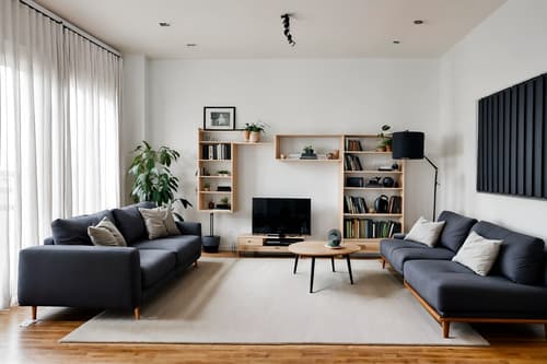 photo from pinterest of minimalist-style interior designed (living room interior) with chairs and furniture and occasional tables and sofa and televisions and plant and rug and bookshelves. . with lots of light and focus on the shape, colour and texture of just a few of essential elements and an open floor plan and clean lines and functional furniture and a monochromatic palette with colour used as an accent and lots of light. . cinematic photo, highly detailed, cinematic lighting, ultra-detailed, ultrarealistic, photorealism, 8k. trending on pinterest. minimalist interior design style. masterpiece, cinematic light, ultrarealistic+, photorealistic+, 8k, raw photo, realistic, sharp focus on eyes, (symmetrical eyes), (intact eyes), hyperrealistic, highest quality, best quality, , highly detailed, masterpiece, best quality, extremely detailed 8k wallpaper, masterpiece, best quality, ultra-detailed, best shadow, detailed background, detailed face, detailed eyes, high contrast, best illumination, detailed face, dulux, caustic, dynamic angle, detailed glow. dramatic lighting. highly detailed, insanely detailed hair, symmetrical, intricate details, professionally retouched, 8k high definition. strong bokeh. award winning photo.