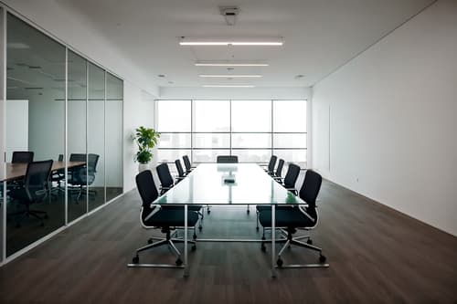 photo from pinterest of minimalist-style interior designed (meeting room interior) with vase and glass walls and plant and glass doors and cabinets and office chairs and painting or photo on wall and boardroom table. . with a monochromatic palette with colour used as an accent and an open floor plan and lots of light and functional furniture and clean lines and focus on the shape, colour and texture of just a few of essential elements and a monochromatic palette with colour used as an accent. . cinematic photo, highly detailed, cinematic lighting, ultra-detailed, ultrarealistic, photorealism, 8k. trending on pinterest. minimalist interior design style. masterpiece, cinematic light, ultrarealistic+, photorealistic+, 8k, raw photo, realistic, sharp focus on eyes, (symmetrical eyes), (intact eyes), hyperrealistic, highest quality, best quality, , highly detailed, masterpiece, best quality, extremely detailed 8k wallpaper, masterpiece, best quality, ultra-detailed, best shadow, detailed background, detailed face, detailed eyes, high contrast, best illumination, detailed face, dulux, caustic, dynamic angle, detailed glow. dramatic lighting. highly detailed, insanely detailed hair, symmetrical, intricate details, professionally retouched, 8k high definition. strong bokeh. award winning photo.
