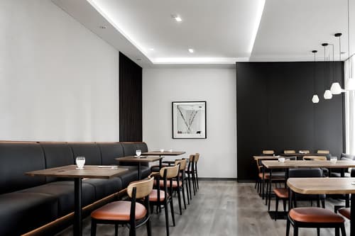 photo from pinterest of minimalist-style interior designed (restaurant interior) with restaurant decor and restaurant bar and restaurant dining tables and restaurant chairs and restaurant decor. . with a monochromatic palette with colour used as an accent and functional furniture and an open floor plan and focus on the shape, colour and texture of just a few of essential elements and lots of light and clean lines and a monochromatic palette with colour used as an accent. . cinematic photo, highly detailed, cinematic lighting, ultra-detailed, ultrarealistic, photorealism, 8k. trending on pinterest. minimalist interior design style. masterpiece, cinematic light, ultrarealistic+, photorealistic+, 8k, raw photo, realistic, sharp focus on eyes, (symmetrical eyes), (intact eyes), hyperrealistic, highest quality, best quality, , highly detailed, masterpiece, best quality, extremely detailed 8k wallpaper, masterpiece, best quality, ultra-detailed, best shadow, detailed background, detailed face, detailed eyes, high contrast, best illumination, detailed face, dulux, caustic, dynamic angle, detailed glow. dramatic lighting. highly detailed, insanely detailed hair, symmetrical, intricate details, professionally retouched, 8k high definition. strong bokeh. award winning photo.