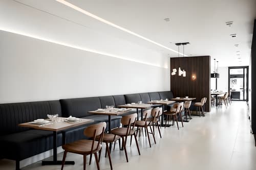 photo from pinterest of minimalist-style interior designed (restaurant interior) with restaurant decor and restaurant bar and restaurant dining tables and restaurant chairs and restaurant decor. . with a monochromatic palette with colour used as an accent and functional furniture and an open floor plan and focus on the shape, colour and texture of just a few of essential elements and lots of light and clean lines and a monochromatic palette with colour used as an accent. . cinematic photo, highly detailed, cinematic lighting, ultra-detailed, ultrarealistic, photorealism, 8k. trending on pinterest. minimalist interior design style. masterpiece, cinematic light, ultrarealistic+, photorealistic+, 8k, raw photo, realistic, sharp focus on eyes, (symmetrical eyes), (intact eyes), hyperrealistic, highest quality, best quality, , highly detailed, masterpiece, best quality, extremely detailed 8k wallpaper, masterpiece, best quality, ultra-detailed, best shadow, detailed background, detailed face, detailed eyes, high contrast, best illumination, detailed face, dulux, caustic, dynamic angle, detailed glow. dramatic lighting. highly detailed, insanely detailed hair, symmetrical, intricate details, professionally retouched, 8k high definition. strong bokeh. award winning photo.