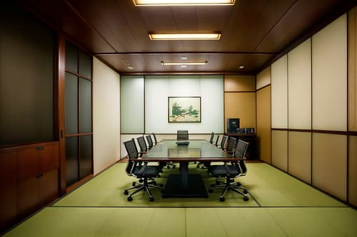 photo from pinterest of japanese design-style interior designed (meeting room interior) with cabinets and office chairs and painting or photo on wall and glass doors and boardroom table and glass walls and plant and vase. . with . . cinematic photo, highly detailed, cinematic lighting, ultra-detailed, ultrarealistic, photorealism, 8k. trending on pinterest. japanese design interior design style. masterpiece, cinematic light, ultrarealistic+, photorealistic+, 8k, raw photo, realistic, sharp focus on eyes, (symmetrical eyes), (intact eyes), hyperrealistic, highest quality, best quality, , highly detailed, masterpiece, best quality, extremely detailed 8k wallpaper, masterpiece, best quality, ultra-detailed, best shadow, detailed background, detailed face, detailed eyes, high contrast, best illumination, detailed face, dulux, caustic, dynamic angle, detailed glow. dramatic lighting. highly detailed, insanely detailed hair, symmetrical, intricate details, professionally retouched, 8k high definition. strong bokeh. award winning photo.