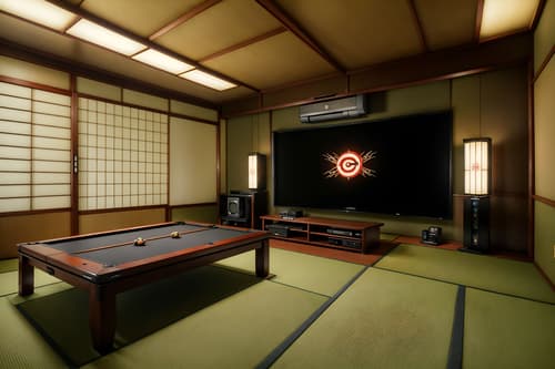 photo from pinterest of japanese design-style interior designed (gaming room interior) . with . . cinematic photo, highly detailed, cinematic lighting, ultra-detailed, ultrarealistic, photorealism, 8k. trending on pinterest. japanese design interior design style. masterpiece, cinematic light, ultrarealistic+, photorealistic+, 8k, raw photo, realistic, sharp focus on eyes, (symmetrical eyes), (intact eyes), hyperrealistic, highest quality, best quality, , highly detailed, masterpiece, best quality, extremely detailed 8k wallpaper, masterpiece, best quality, ultra-detailed, best shadow, detailed background, detailed face, detailed eyes, high contrast, best illumination, detailed face, dulux, caustic, dynamic angle, detailed glow. dramatic lighting. highly detailed, insanely detailed hair, symmetrical, intricate details, professionally retouched, 8k high definition. strong bokeh. award winning photo.