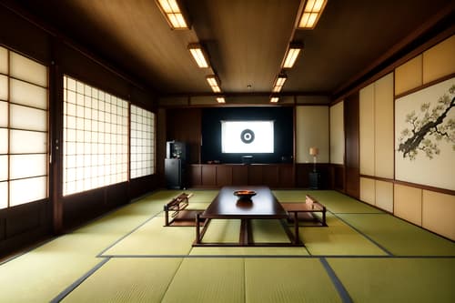 photo from pinterest of japanese design-style interior designed (exhibition space interior) . with . . cinematic photo, highly detailed, cinematic lighting, ultra-detailed, ultrarealistic, photorealism, 8k. trending on pinterest. japanese design interior design style. masterpiece, cinematic light, ultrarealistic+, photorealistic+, 8k, raw photo, realistic, sharp focus on eyes, (symmetrical eyes), (intact eyes), hyperrealistic, highest quality, best quality, , highly detailed, masterpiece, best quality, extremely detailed 8k wallpaper, masterpiece, best quality, ultra-detailed, best shadow, detailed background, detailed face, detailed eyes, high contrast, best illumination, detailed face, dulux, caustic, dynamic angle, detailed glow. dramatic lighting. highly detailed, insanely detailed hair, symmetrical, intricate details, professionally retouched, 8k high definition. strong bokeh. award winning photo.