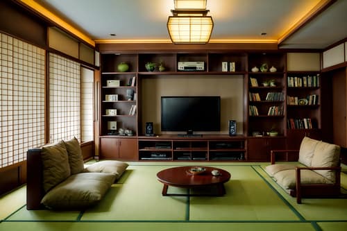photo from pinterest of japanese design-style interior designed (living room interior) with bookshelves and televisions and chairs and electric lamps and sofa and occasional tables and plant and furniture. . with . . cinematic photo, highly detailed, cinematic lighting, ultra-detailed, ultrarealistic, photorealism, 8k. trending on pinterest. japanese design interior design style. masterpiece, cinematic light, ultrarealistic+, photorealistic+, 8k, raw photo, realistic, sharp focus on eyes, (symmetrical eyes), (intact eyes), hyperrealistic, highest quality, best quality, , highly detailed, masterpiece, best quality, extremely detailed 8k wallpaper, masterpiece, best quality, ultra-detailed, best shadow, detailed background, detailed face, detailed eyes, high contrast, best illumination, detailed face, dulux, caustic, dynamic angle, detailed glow. dramatic lighting. highly detailed, insanely detailed hair, symmetrical, intricate details, professionally retouched, 8k high definition. strong bokeh. award winning photo.