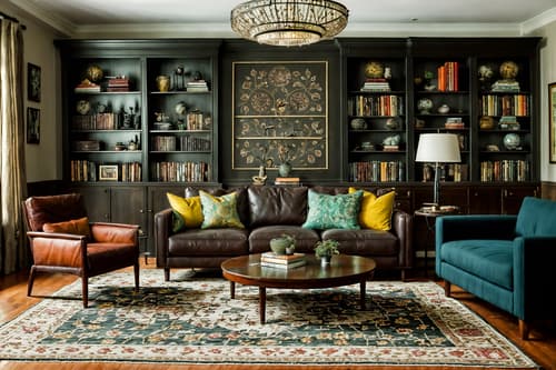 photo from pinterest of eclectic-style interior designed (living room interior) with furniture and occasional tables and plant and bookshelves and sofa and chairs and coffee tables and rug. . . cinematic photo, highly detailed, cinematic lighting, ultra-detailed, ultrarealistic, photorealism, 8k. trending on pinterest. eclectic interior design style. masterpiece, cinematic light, ultrarealistic+, photorealistic+, 8k, raw photo, realistic, sharp focus on eyes, (symmetrical eyes), (intact eyes), hyperrealistic, highest quality, best quality, , highly detailed, masterpiece, best quality, extremely detailed 8k wallpaper, masterpiece, best quality, ultra-detailed, best shadow, detailed background, detailed face, detailed eyes, high contrast, best illumination, detailed face, dulux, caustic, dynamic angle, detailed glow. dramatic lighting. highly detailed, insanely detailed hair, symmetrical, intricate details, professionally retouched, 8k high definition. strong bokeh. award winning photo.