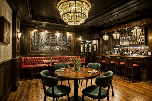 photo from pinterest of eclectic-style interior designed (restaurant interior) with restaurant decor and restaurant chairs and restaurant dining tables and restaurant bar and restaurant decor. . . cinematic photo, highly detailed, cinematic lighting, ultra-detailed, ultrarealistic, photorealism, 8k. trending on pinterest. eclectic interior design style. masterpiece, cinematic light, ultrarealistic+, photorealistic+, 8k, raw photo, realistic, sharp focus on eyes, (symmetrical eyes), (intact eyes), hyperrealistic, highest quality, best quality, , highly detailed, masterpiece, best quality, extremely detailed 8k wallpaper, masterpiece, best quality, ultra-detailed, best shadow, detailed background, detailed face, detailed eyes, high contrast, best illumination, detailed face, dulux, caustic, dynamic angle, detailed glow. dramatic lighting. highly detailed, insanely detailed hair, symmetrical, intricate details, professionally retouched, 8k high definition. strong bokeh. award winning photo.