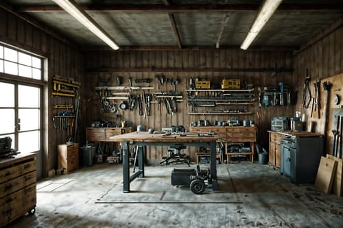 photo from pinterest of contemporary-style interior designed (workshop interior) with tool wall and messy and wooden workbench and tool wall. . with . . cinematic photo, highly detailed, cinematic lighting, ultra-detailed, ultrarealistic, photorealism, 8k. trending on pinterest. contemporary interior design style. masterpiece, cinematic light, ultrarealistic+, photorealistic+, 8k, raw photo, realistic, sharp focus on eyes, (symmetrical eyes), (intact eyes), hyperrealistic, highest quality, best quality, , highly detailed, masterpiece, best quality, extremely detailed 8k wallpaper, masterpiece, best quality, ultra-detailed, best shadow, detailed background, detailed face, detailed eyes, high contrast, best illumination, detailed face, dulux, caustic, dynamic angle, detailed glow. dramatic lighting. highly detailed, insanely detailed hair, symmetrical, intricate details, professionally retouched, 8k high definition. strong bokeh. award winning photo.