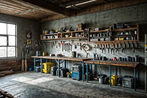 photo from pinterest of contemporary-style interior designed (workshop interior) with tool wall and messy and wooden workbench and tool wall. . with . . cinematic photo, highly detailed, cinematic lighting, ultra-detailed, ultrarealistic, photorealism, 8k. trending on pinterest. contemporary interior design style. masterpiece, cinematic light, ultrarealistic+, photorealistic+, 8k, raw photo, realistic, sharp focus on eyes, (symmetrical eyes), (intact eyes), hyperrealistic, highest quality, best quality, , highly detailed, masterpiece, best quality, extremely detailed 8k wallpaper, masterpiece, best quality, ultra-detailed, best shadow, detailed background, detailed face, detailed eyes, high contrast, best illumination, detailed face, dulux, caustic, dynamic angle, detailed glow. dramatic lighting. highly detailed, insanely detailed hair, symmetrical, intricate details, professionally retouched, 8k high definition. strong bokeh. award winning photo.