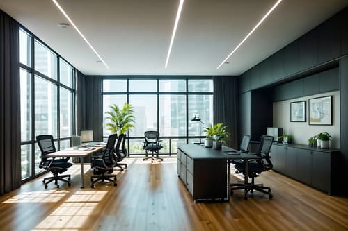 photo from pinterest of contemporary-style interior designed (office interior) with computer desks and plants and windows and seating area with sofa and cabinets and desk lamps and lounge chairs and office chairs. . with . . cinematic photo, highly detailed, cinematic lighting, ultra-detailed, ultrarealistic, photorealism, 8k. trending on pinterest. contemporary interior design style. masterpiece, cinematic light, ultrarealistic+, photorealistic+, 8k, raw photo, realistic, sharp focus on eyes, (symmetrical eyes), (intact eyes), hyperrealistic, highest quality, best quality, , highly detailed, masterpiece, best quality, extremely detailed 8k wallpaper, masterpiece, best quality, ultra-detailed, best shadow, detailed background, detailed face, detailed eyes, high contrast, best illumination, detailed face, dulux, caustic, dynamic angle, detailed glow. dramatic lighting. highly detailed, insanely detailed hair, symmetrical, intricate details, professionally retouched, 8k high definition. strong bokeh. award winning photo.
