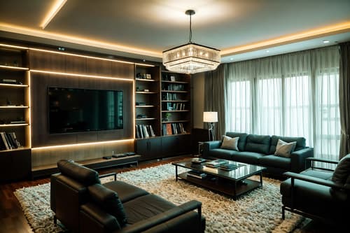 photo from pinterest of contemporary-style interior designed (living room interior) with televisions and bookshelves and coffee tables and electric lamps and chairs and plant and rug and occasional tables. . with . . cinematic photo, highly detailed, cinematic lighting, ultra-detailed, ultrarealistic, photorealism, 8k. trending on pinterest. contemporary interior design style. masterpiece, cinematic light, ultrarealistic+, photorealistic+, 8k, raw photo, realistic, sharp focus on eyes, (symmetrical eyes), (intact eyes), hyperrealistic, highest quality, best quality, , highly detailed, masterpiece, best quality, extremely detailed 8k wallpaper, masterpiece, best quality, ultra-detailed, best shadow, detailed background, detailed face, detailed eyes, high contrast, best illumination, detailed face, dulux, caustic, dynamic angle, detailed glow. dramatic lighting. highly detailed, insanely detailed hair, symmetrical, intricate details, professionally retouched, 8k high definition. strong bokeh. award winning photo.