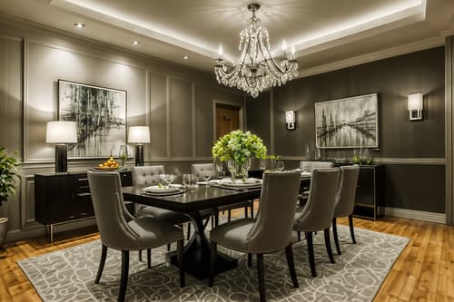 photo from pinterest of contemporary-style interior designed (dining room interior) with dining table chairs and plates, cutlery and glasses on dining table and dining table and light or chandelier and painting or photo on wall and table cloth and plant and vase. . with . . cinematic photo, highly detailed, cinematic lighting, ultra-detailed, ultrarealistic, photorealism, 8k. trending on pinterest. contemporary interior design style. masterpiece, cinematic light, ultrarealistic+, photorealistic+, 8k, raw photo, realistic, sharp focus on eyes, (symmetrical eyes), (intact eyes), hyperrealistic, highest quality, best quality, , highly detailed, masterpiece, best quality, extremely detailed 8k wallpaper, masterpiece, best quality, ultra-detailed, best shadow, detailed background, detailed face, detailed eyes, high contrast, best illumination, detailed face, dulux, caustic, dynamic angle, detailed glow. dramatic lighting. highly detailed, insanely detailed hair, symmetrical, intricate details, professionally retouched, 8k high definition. strong bokeh. award winning photo.