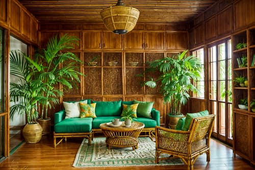 photo from pinterest of tropical-style interior designed (kitchen living combo interior) with plant and sofa and bookshelves and kitchen cabinets and coffee tables and sink and plant and furniture. . with wicker and cane motifs and lattice prints and bamboo and palm trees and teak and palm leaves and rattan. . cinematic photo, highly detailed, cinematic lighting, ultra-detailed, ultrarealistic, photorealism, 8k. trending on pinterest. tropical interior design style. masterpiece, cinematic light, ultrarealistic+, photorealistic+, 8k, raw photo, realistic, sharp focus on eyes, (symmetrical eyes), (intact eyes), hyperrealistic, highest quality, best quality, , highly detailed, masterpiece, best quality, extremely detailed 8k wallpaper, masterpiece, best quality, ultra-detailed, best shadow, detailed background, detailed face, detailed eyes, high contrast, best illumination, detailed face, dulux, caustic, dynamic angle, detailed glow. dramatic lighting. highly detailed, insanely detailed hair, symmetrical, intricate details, professionally retouched, 8k high definition. strong bokeh. award winning photo.