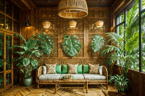 photo from pinterest of tropical-style interior designed (coffee shop interior) . with wicker and palm leaves and cane motifs and lattice prints and palm trees and rattan and teak and bamboo. . cinematic photo, highly detailed, cinematic lighting, ultra-detailed, ultrarealistic, photorealism, 8k. trending on pinterest. tropical interior design style. masterpiece, cinematic light, ultrarealistic+, photorealistic+, 8k, raw photo, realistic, sharp focus on eyes, (symmetrical eyes), (intact eyes), hyperrealistic, highest quality, best quality, , highly detailed, masterpiece, best quality, extremely detailed 8k wallpaper, masterpiece, best quality, ultra-detailed, best shadow, detailed background, detailed face, detailed eyes, high contrast, best illumination, detailed face, dulux, caustic, dynamic angle, detailed glow. dramatic lighting. highly detailed, insanely detailed hair, symmetrical, intricate details, professionally retouched, 8k high definition. strong bokeh. award winning photo.